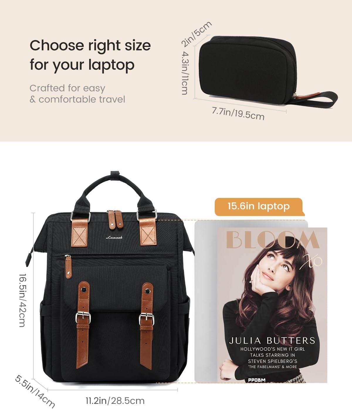 LOVEVOOK Laptop Backpack for Women, Teacher Work Laptop Bag with Large Cup Holder..