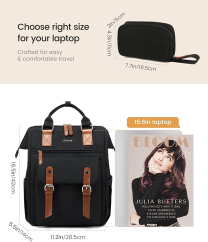 LOVEVOOK Laptop Backpack for Women, Teacher Work Laptop Bag with Large Cup Holder..