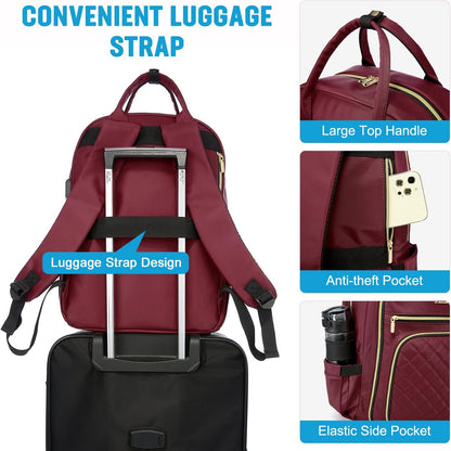LOVEVOOK Laptop Backpack for Women, Computer Bag with USB Charging Port, Fits 15.6" Laptop..