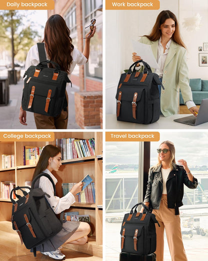 LOVEVOOK Laptop Backpack for Women, Teacher Work Laptop Bag with Large Cup Holder..
