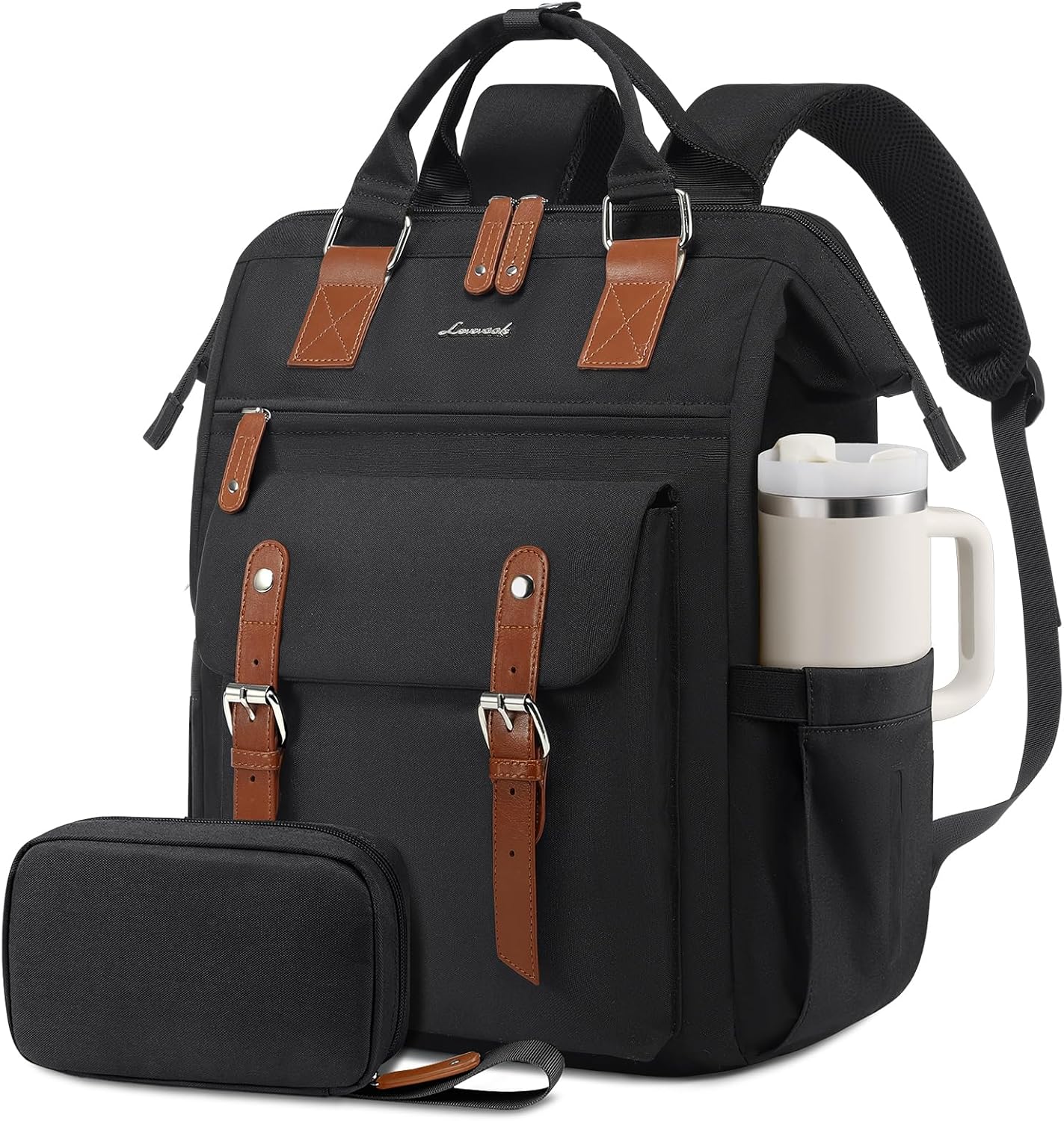 LOVEVOOK Laptop Backpack for Women, Teacher Work Laptop Bag with Large Cup Holder..