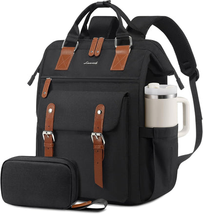 LOVEVOOK Laptop Backpack for Women, Teacher Work Laptop Bag with Large Cup Holder..