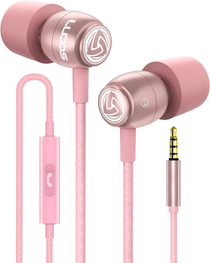 LUDOS Ultra Wired Earbuds in-Ear Headphones, Small Ears - Pink..