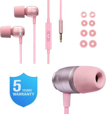 LUDOS Ultra Wired Earbuds in-Ear Headphones, Small Ears - Pink..