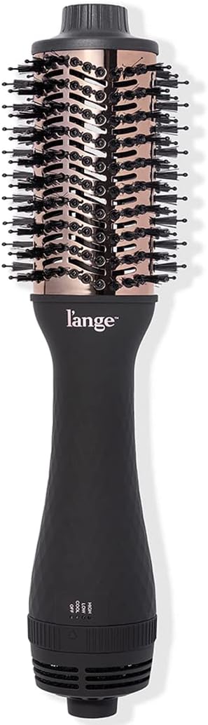 L'ANGE HAIR Le Volume 2-in-1 Titanium Blow Dryer Brush | Frizz Control Blowout Hair Dryer Brush For Drying And Straightening | Black - 60mm