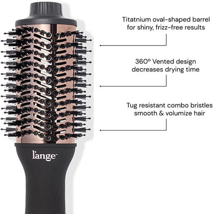 L'ANGE HAIR Le Volume 2-in-1 Titanium Blow Dryer Brush | Frizz Control Blowout Hair Dryer Brush For Drying And Straightening | Black - 60mm