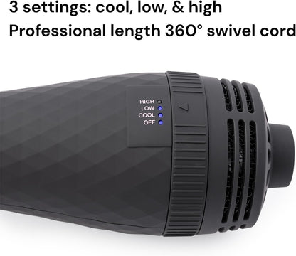 L'ANGE HAIR Le Volume 2-in-1 Titanium Blow Dryer Brush | Frizz Control Blowout Hair Dryer Brush For Drying And Straightening | Black - 60mm