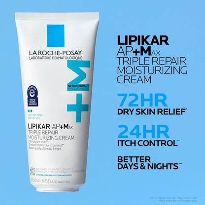 La Roche-Posay Lipikar AP+MAX Triple Repair Moisturizing Body Cream | Face &amp; Body Lotion for Dry Skin..