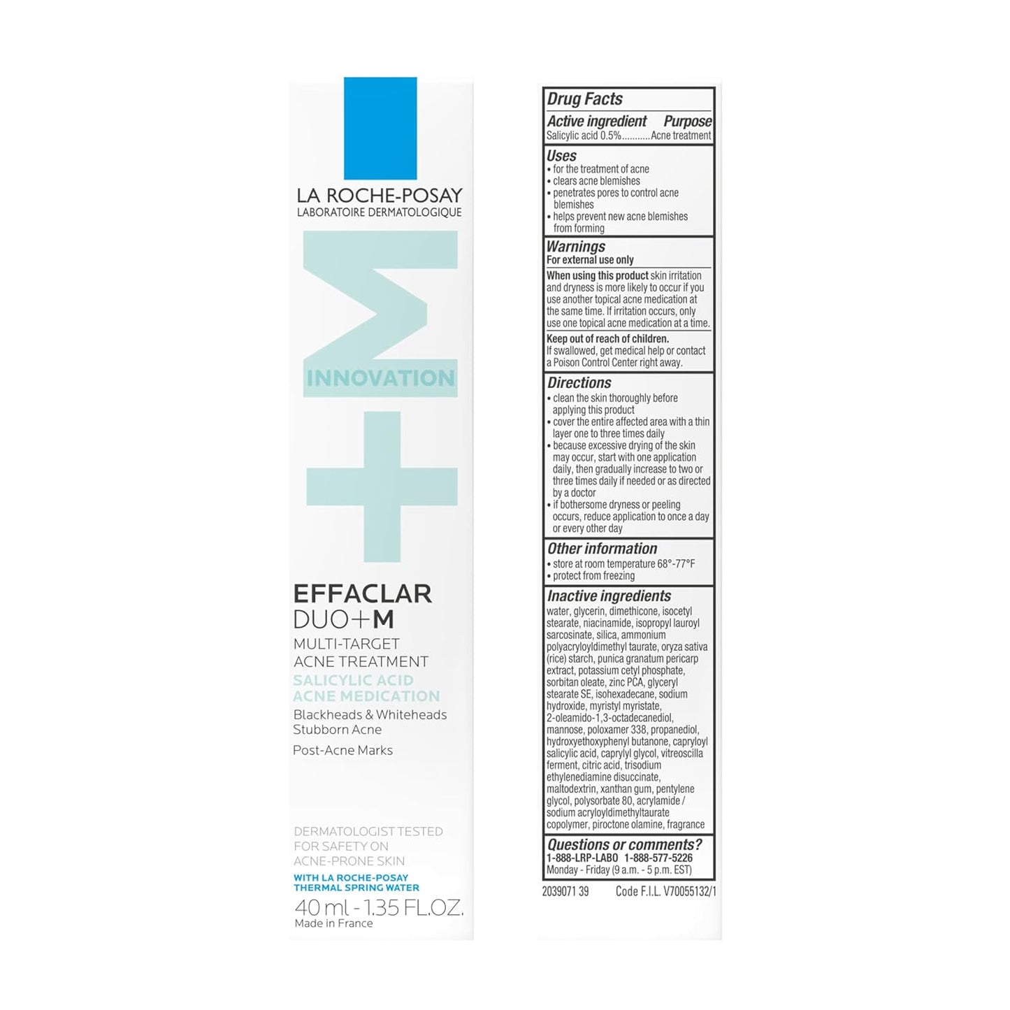 La Roche-Posay Effaclar Salicylic Acid Acne Treatment For Face, Mattifying Acne Gel Cream Spot Treatment for Blackheads..