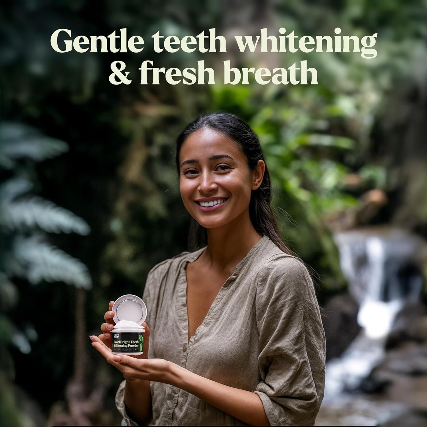 Lagunamoon Teeth Whitening Powder, 50g Bright Pearl Spearmint Flavor - Natural Teeth Whitening, Polish, Stain Remover..