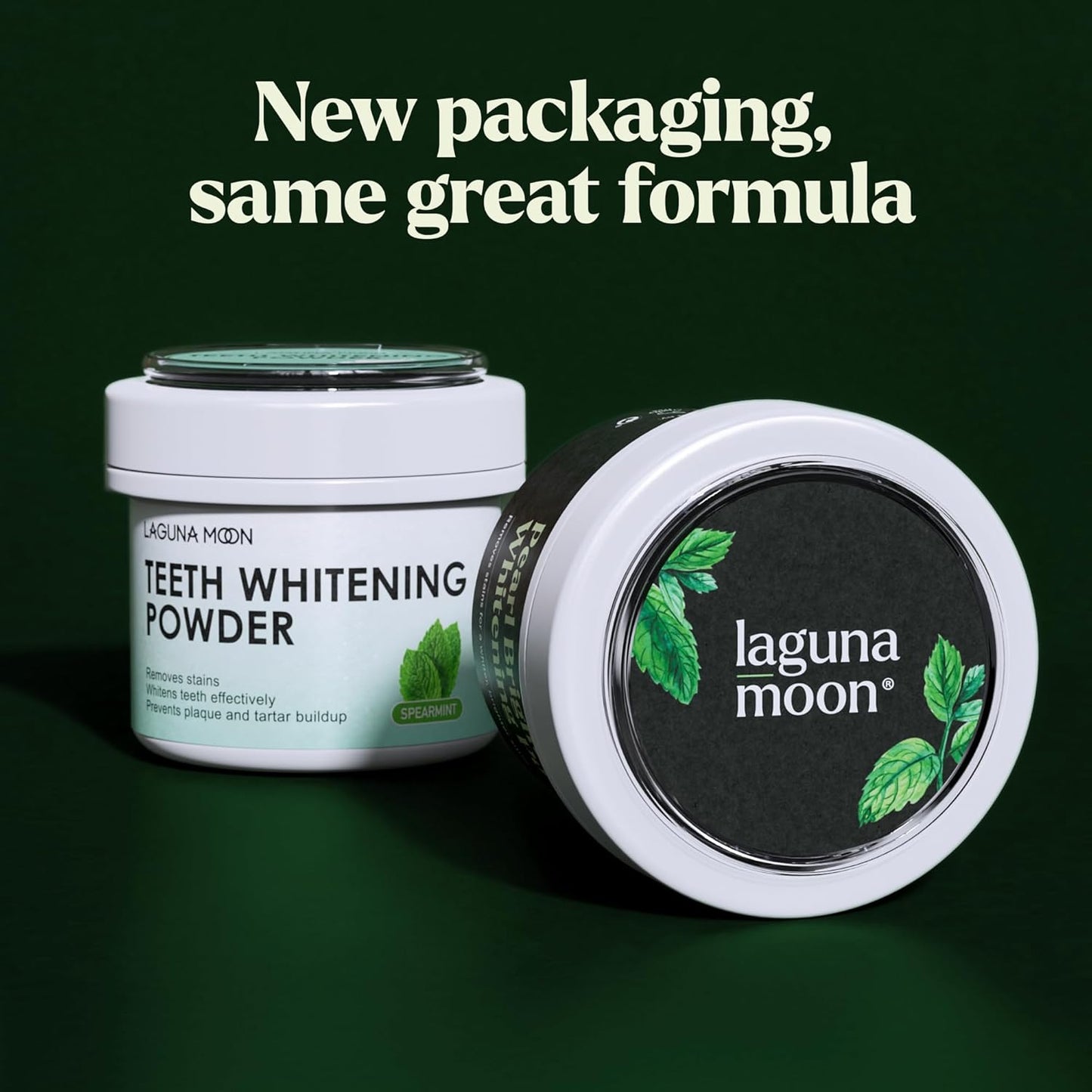 Lagunamoon Teeth Whitening Powder, 50g Bright Pearl Spearmint Flavor - Natural Teeth Whitening, Polish, Stain Remover..