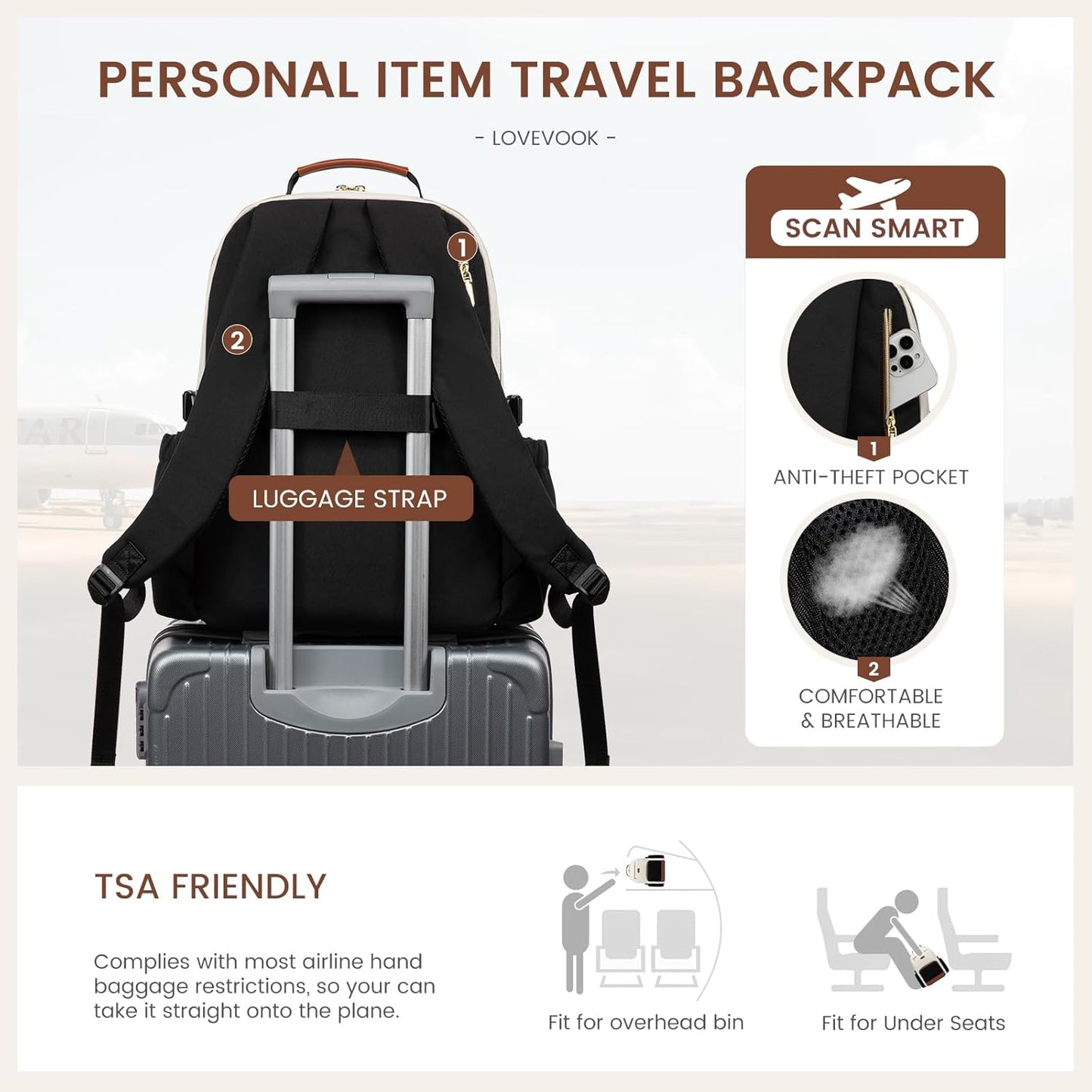 LOVEVOOK Laptop Backpack for Women with Pouch Pocket for Large Capacity Cup