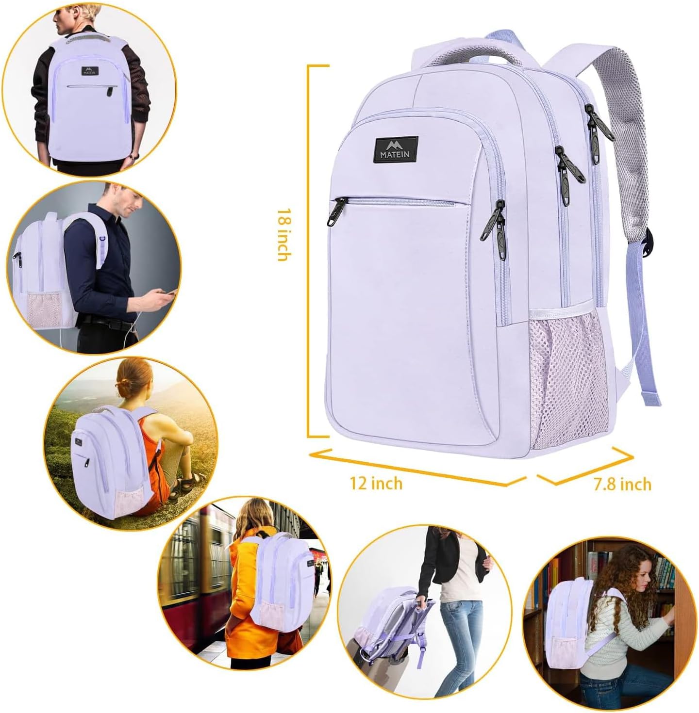 MATEIN Laptop Backpack for Girls, 15.6 Inch College School Backpack for Women
