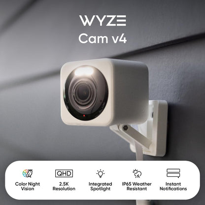 WYZE Cam v4 (Latest Model), 2.5K AI Security Camera, Indoor/Outdoor Cameras for Home Security