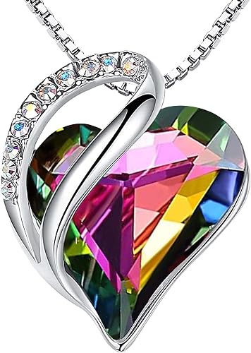 Leafael Gift Necklaces for Women, Infinity Love Birthstone Heart Crystal Pendant..