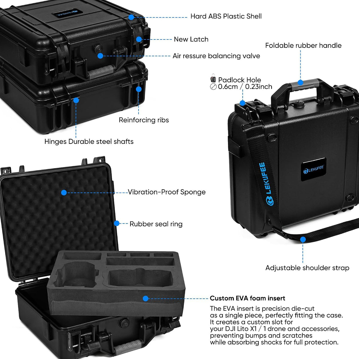 Lekufee Waterproof Hard Carrying Case for DJI Lito X1, Lito 1 Drone,(Case Only)..