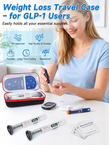 Leng Ke Portable Insulated Cooler Travel Case Compatible with Zepbound &amp; Mounjaro Injector Pens