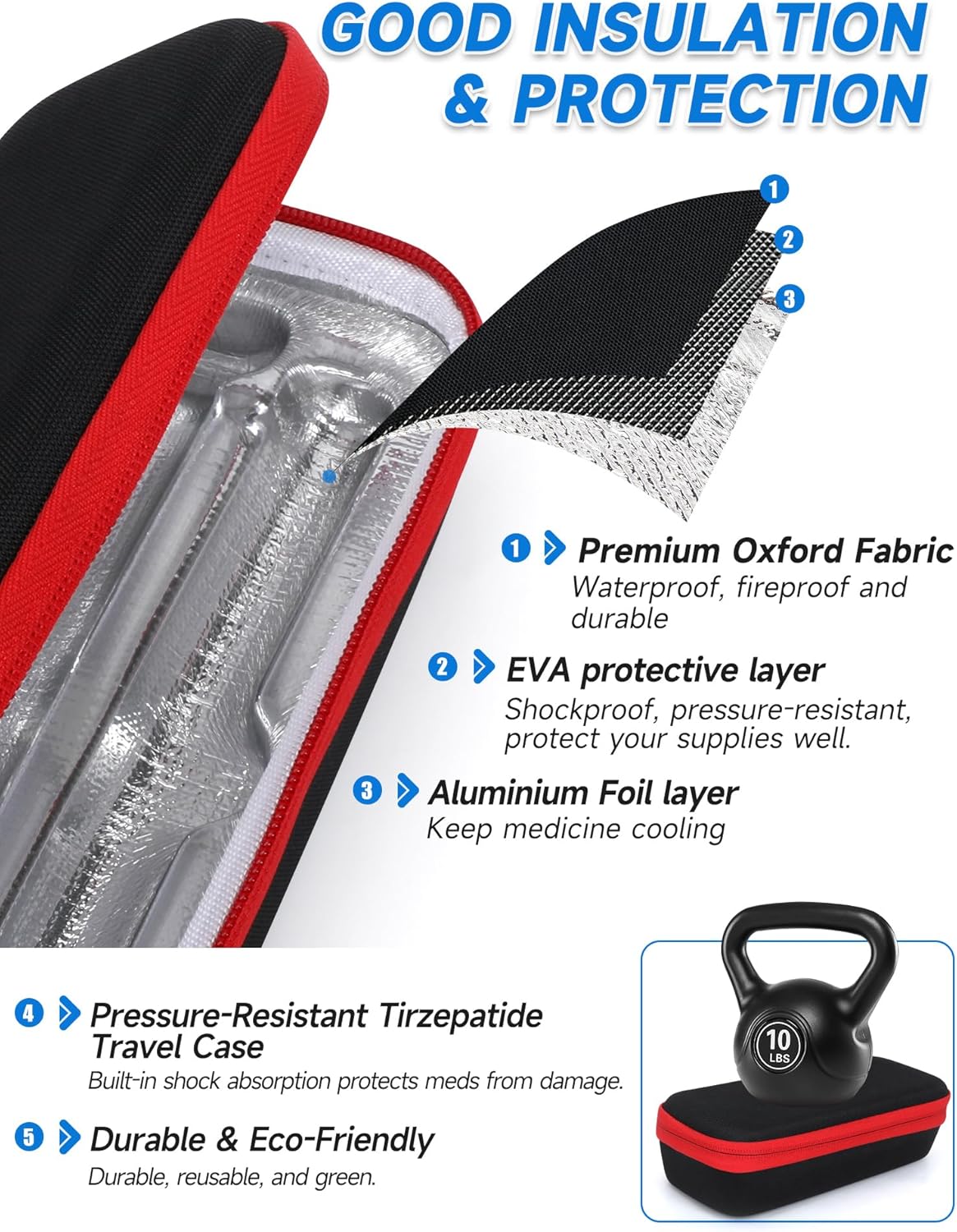Leng Ke Portable Insulated Cooler Travel Case Compatible with Zepbound &amp; Mounjaro Injector Pens