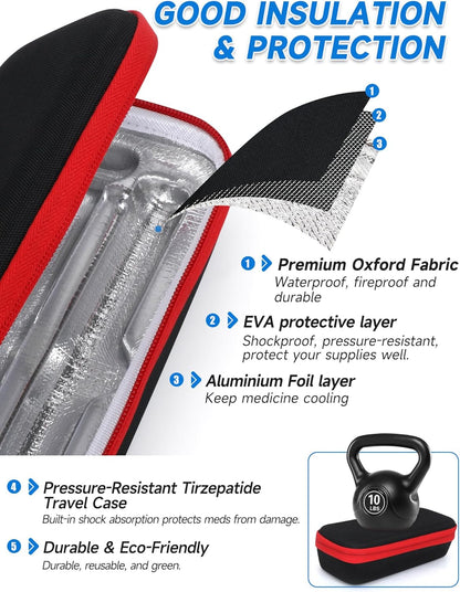 Leng Ke Portable Insulated Cooler Travel Case Compatible with Zepbound &amp; Mounjaro Injector Pens