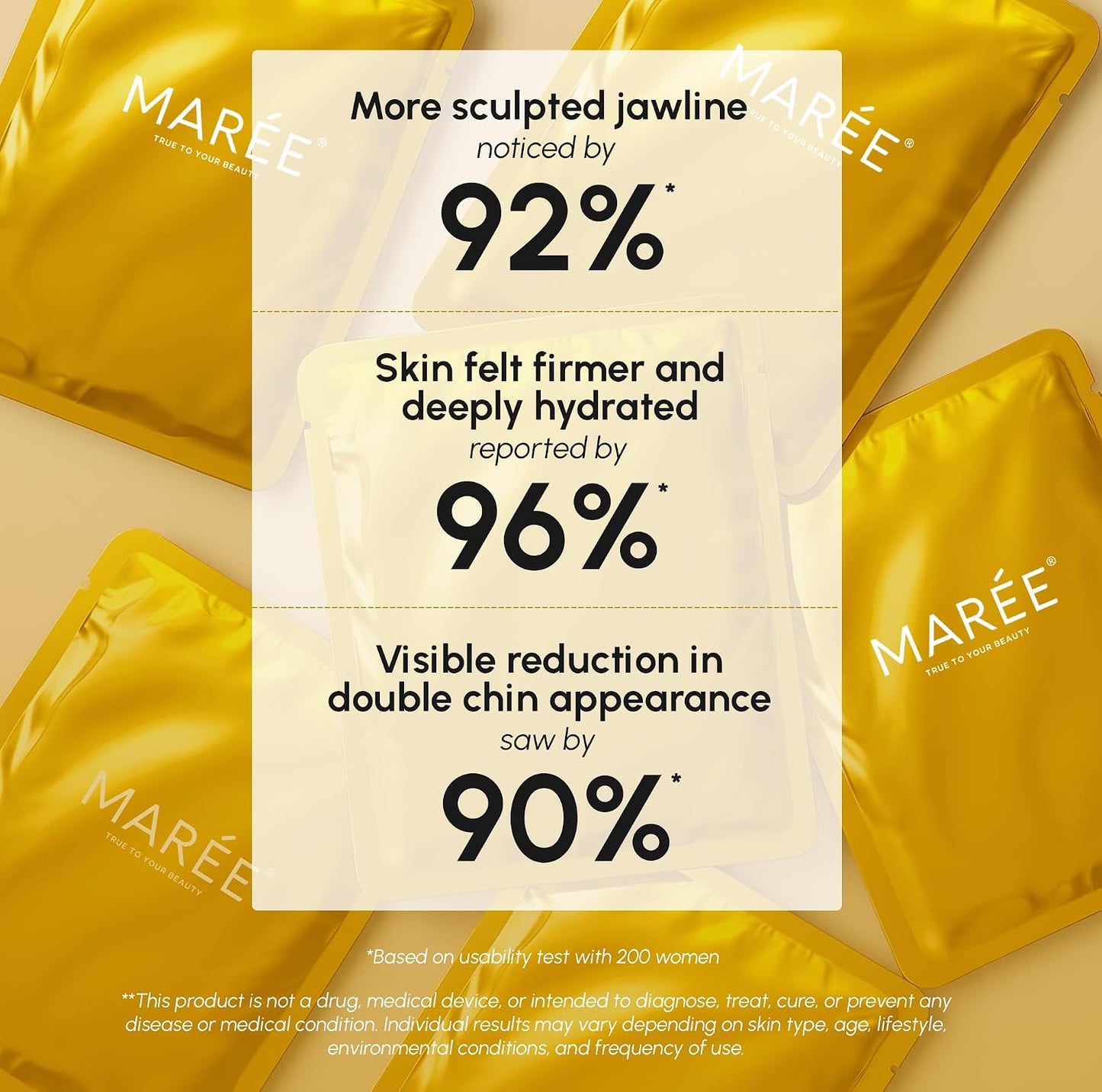 MAREE V Line Lifting Mask with 24K Gold – Deep Collagen Face Mask for Women – Jawline Shaper Mask with Retinol & Hyaluronic Acid..