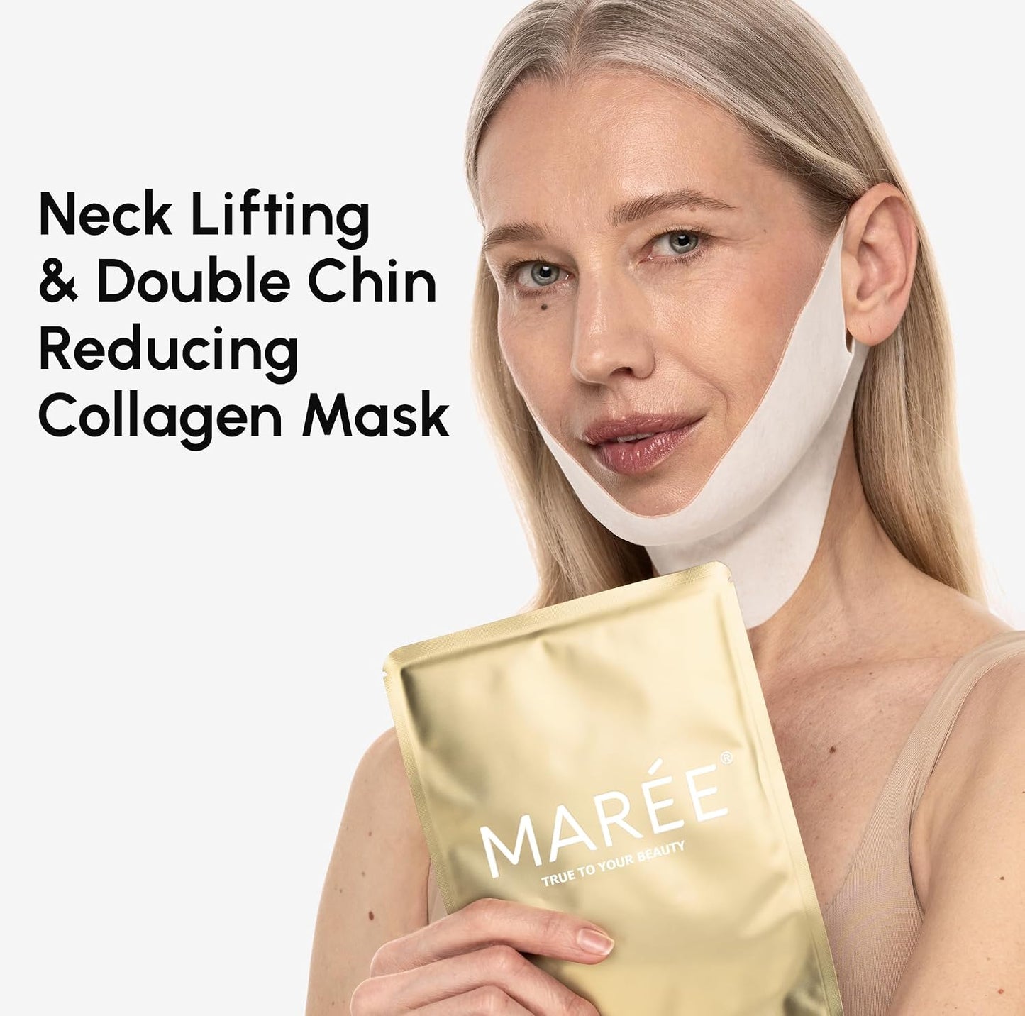 MAREE V Line Lifting Mask with 24K Gold – Deep Collagen Face Mask for Women – Jawline Shaper Mask with Retinol & Hyaluronic Acid..