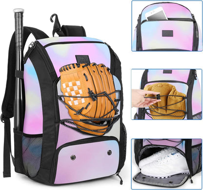 MATEIN Baseball Backpack, Softball Bat Bag with Shoes Compartment for Youth (Tie Dye)