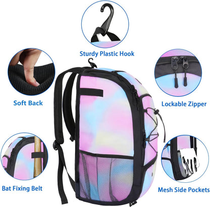 MATEIN Baseball Backpack, Softball Bat Bag with Shoes Compartment for Youth (Tie Dye)