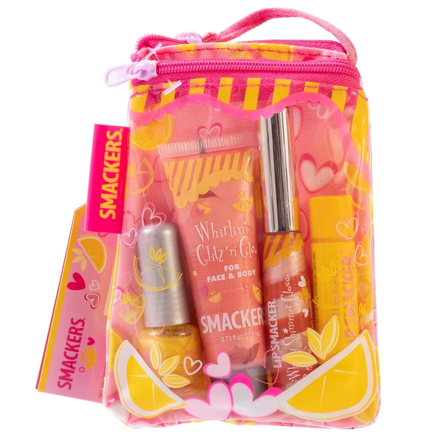 Lip Smacker Pink Lemonade Glam Bag Makeup Set for Girls | Lip Balm, Lip Gloss, Nail Polish, & Lotion..