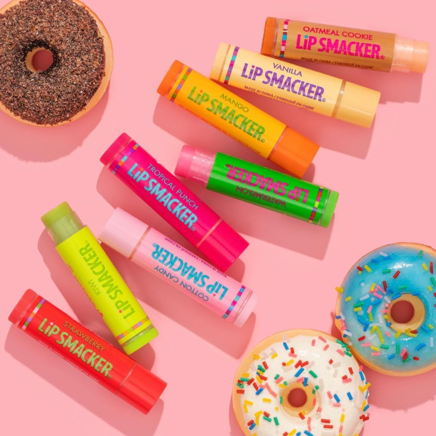 Lip Smacker Original & Best Holiday Flavored Lip Balm Party Pack, Oatmeal Cookie, Vanilla, Mango, Watermelon..