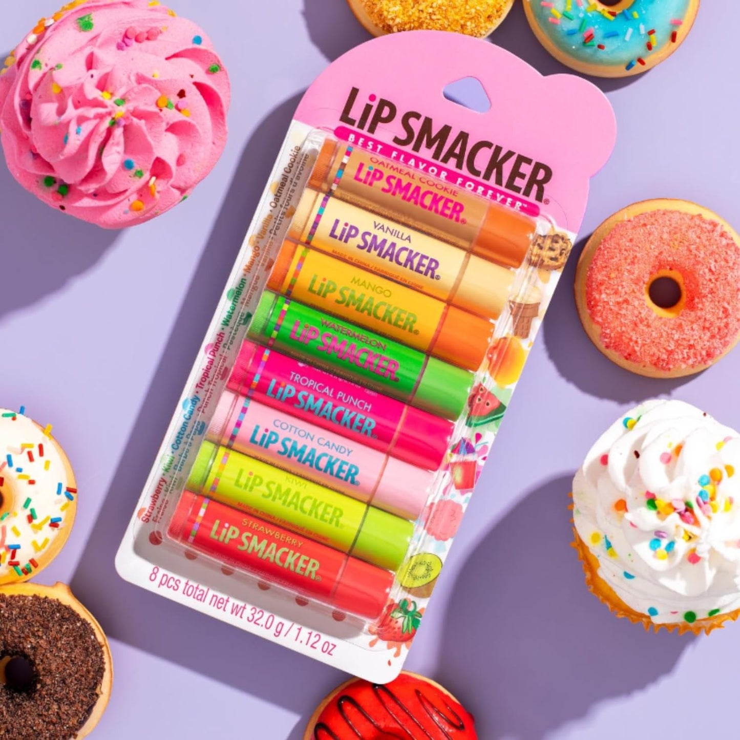 Lip Smacker Original & Best Holiday Flavored Lip Balm Party Pack, Oatmeal Cookie, Vanilla, Mango, Watermelon..