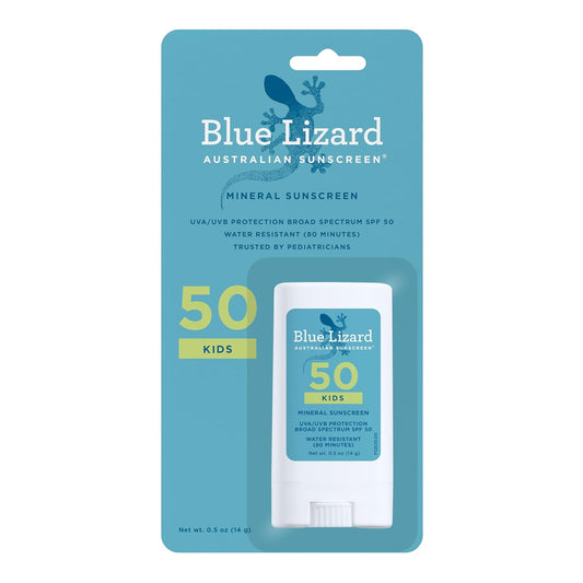 Blue Lizard Kids Mineral SPF 50 Sunscreen Stick, Zinc Oxide, 100% Mineral Actives, Developed for Kids’ Sensitive Skin..