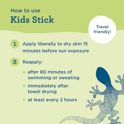 Blue Lizard Kids Mineral SPF 50 Sunscreen Stick, Zinc Oxide, 100% Mineral Actives, Developed for Kids’ Sensitive Skin..