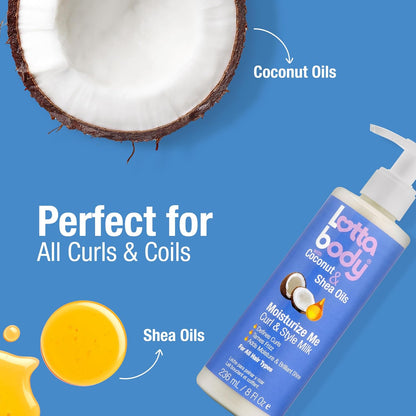 Lottabody Moisturize Me Curl and Style Milk with Coconut & Shea Oils, Lightweight Moisture-Rich Curl-Defining..