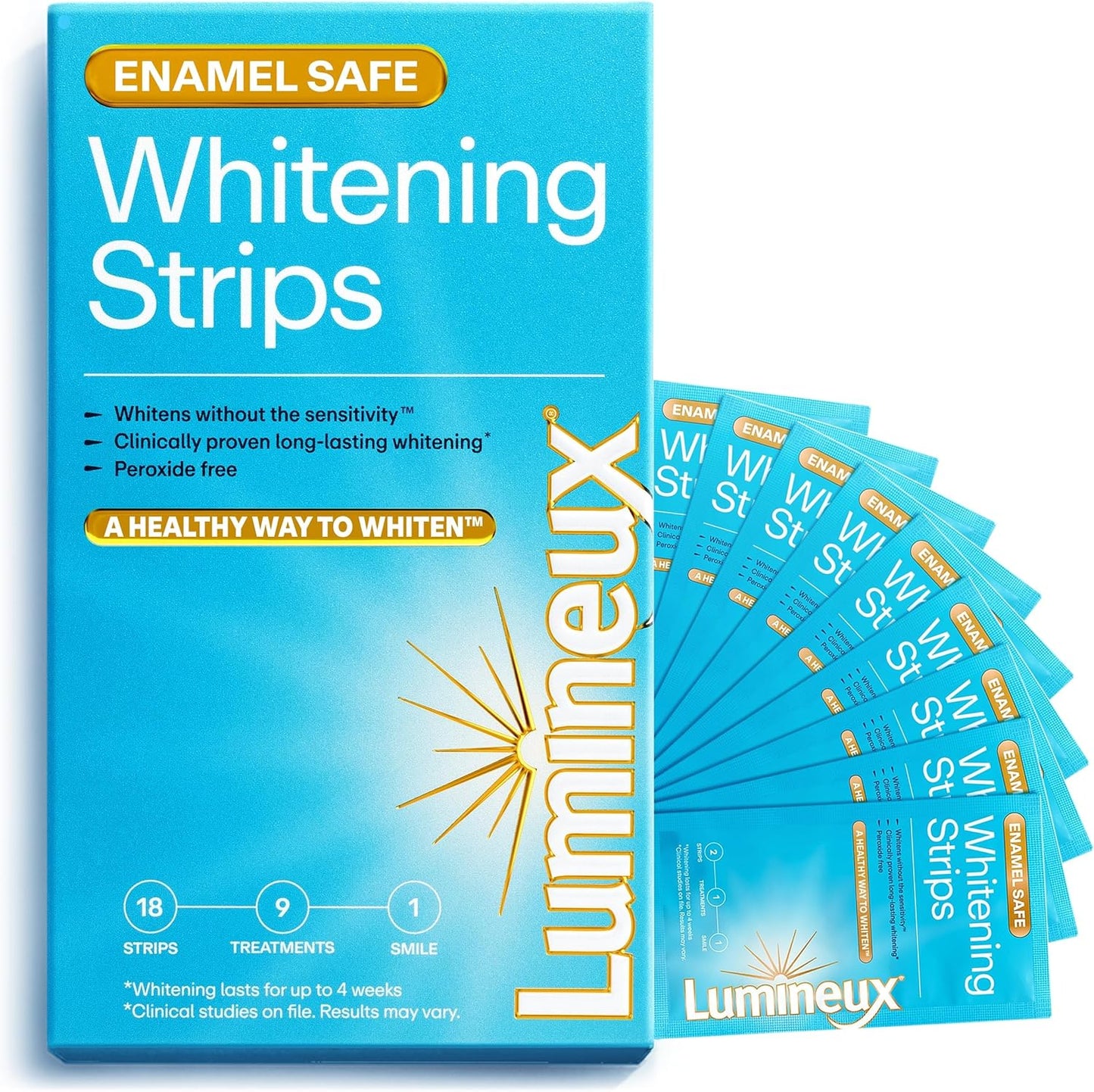 Lumineux Teeth Whitening Strips Kit - 9 Treatments (1 Month) | 9 Count
