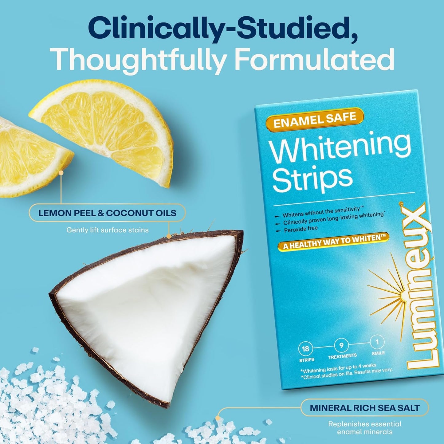 Lumineux Teeth Whitening Strips Kit - 9 Treatments (1 Month) | 9 Count