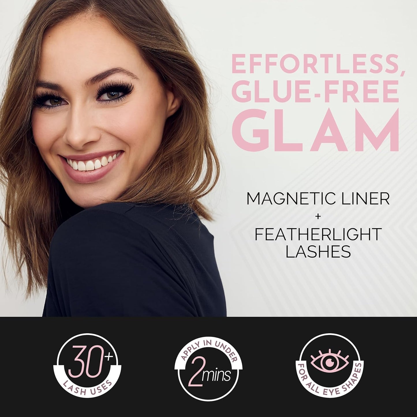 8-Piece Clear &amp; Black Magnetic Eyelashes with Applicator & Magnetic Eyeliner Kit – Reusable Natural Magnetic Lashes...