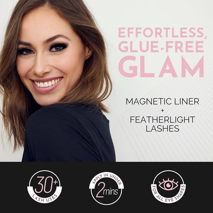8-Piece Clear &amp; Black Magnetic Eyelashes with Applicator & Magnetic Eyeliner Kit – Reusable Natural Magnetic Lashes...