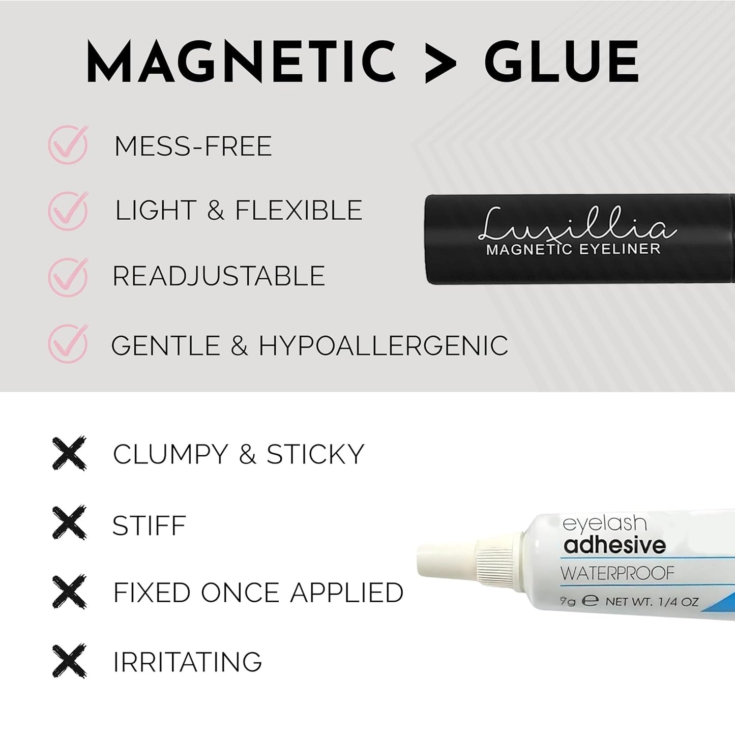 8-Piece Clear &amp; Black Magnetic Eyelashes with Applicator & Magnetic Eyeliner Kit – Reusable Natural Magnetic Lashes...