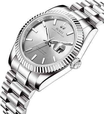 BUREI Mens Watches Luxury Stainless Steels Analog Business Fashion Waterproof Watches for Men,Gifts for Men