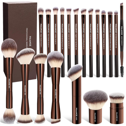 MAANGE 20 Pcs Makeup Brushes with Gift Box, Double-End Multi-functional Makeup Brushes..