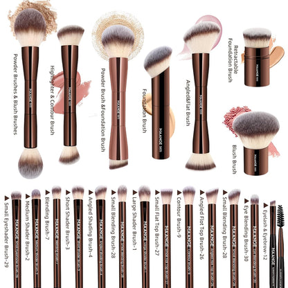MAANGE 20 Pcs Makeup Brushes with Gift Box, Double-End Multi-functional Makeup Brushes..