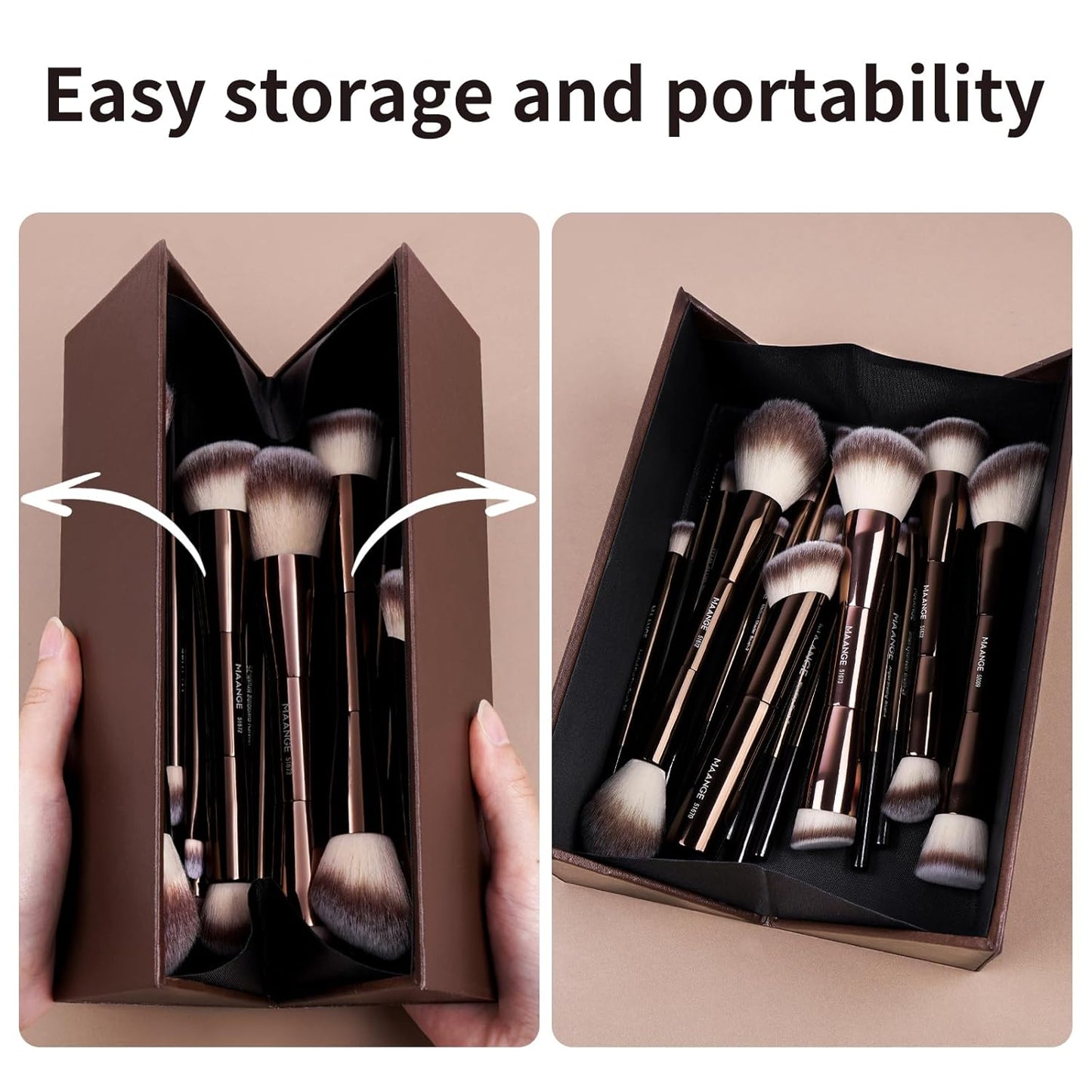 MAANGE 20 Pcs Makeup Brushes with Gift Box, Double-End Multi-functional Makeup Brushes..
