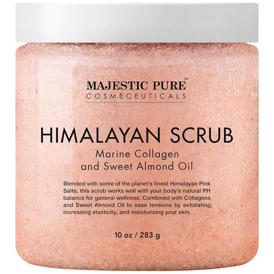 MAJESTIC PURE Himalayan Pink Salt Body Scrub with Collagen and Sweet Almond Oil | Exfoliating Scrub for Skin Care..