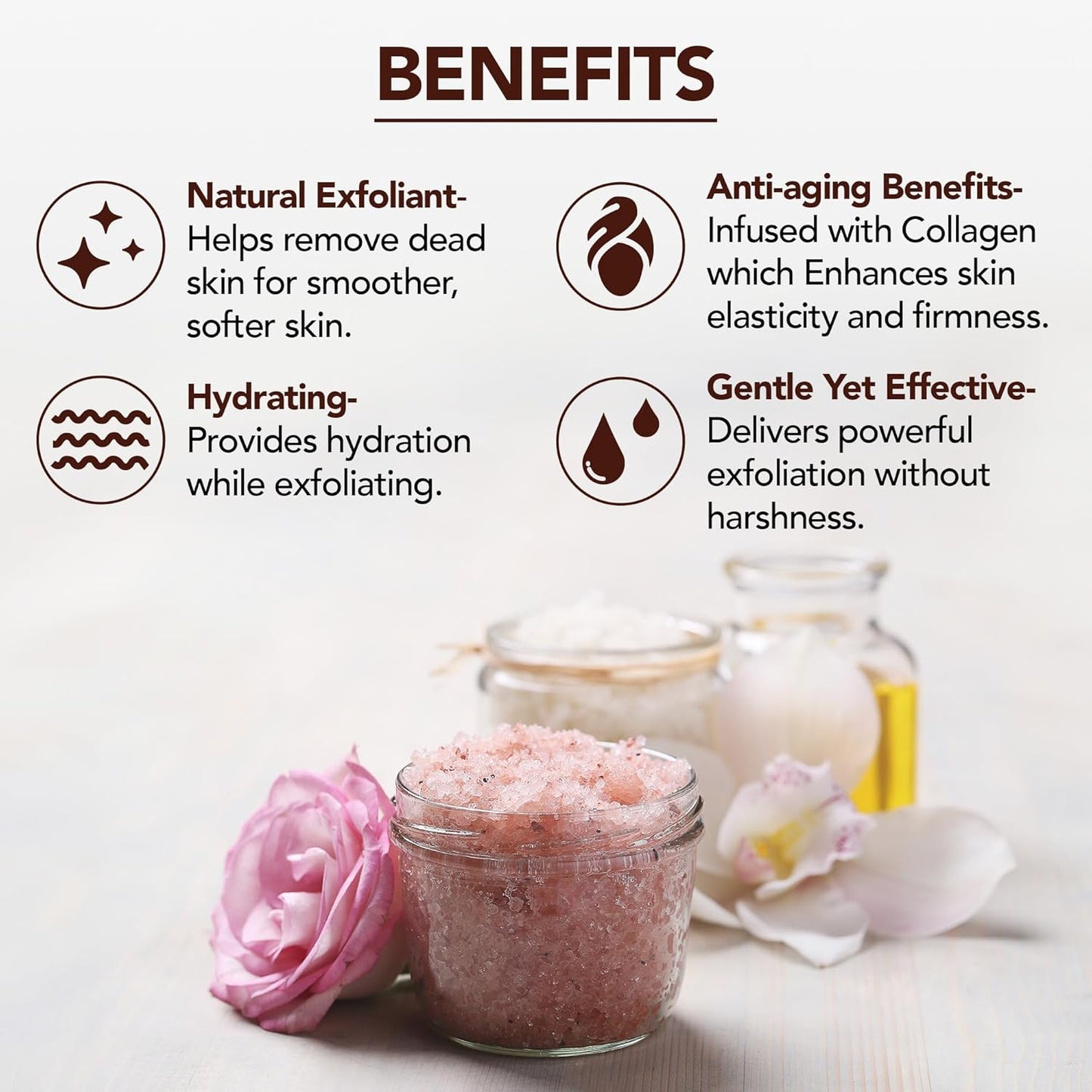 MAJESTIC PURE Himalayan Pink Salt Body Scrub with Collagen and Sweet Almond Oil | Exfoliating Scrub for Skin Care..