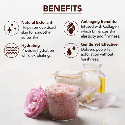 MAJESTIC PURE Himalayan Pink Salt Body Scrub with Collagen and Sweet Almond Oil | Exfoliating Scrub for Skin Care..