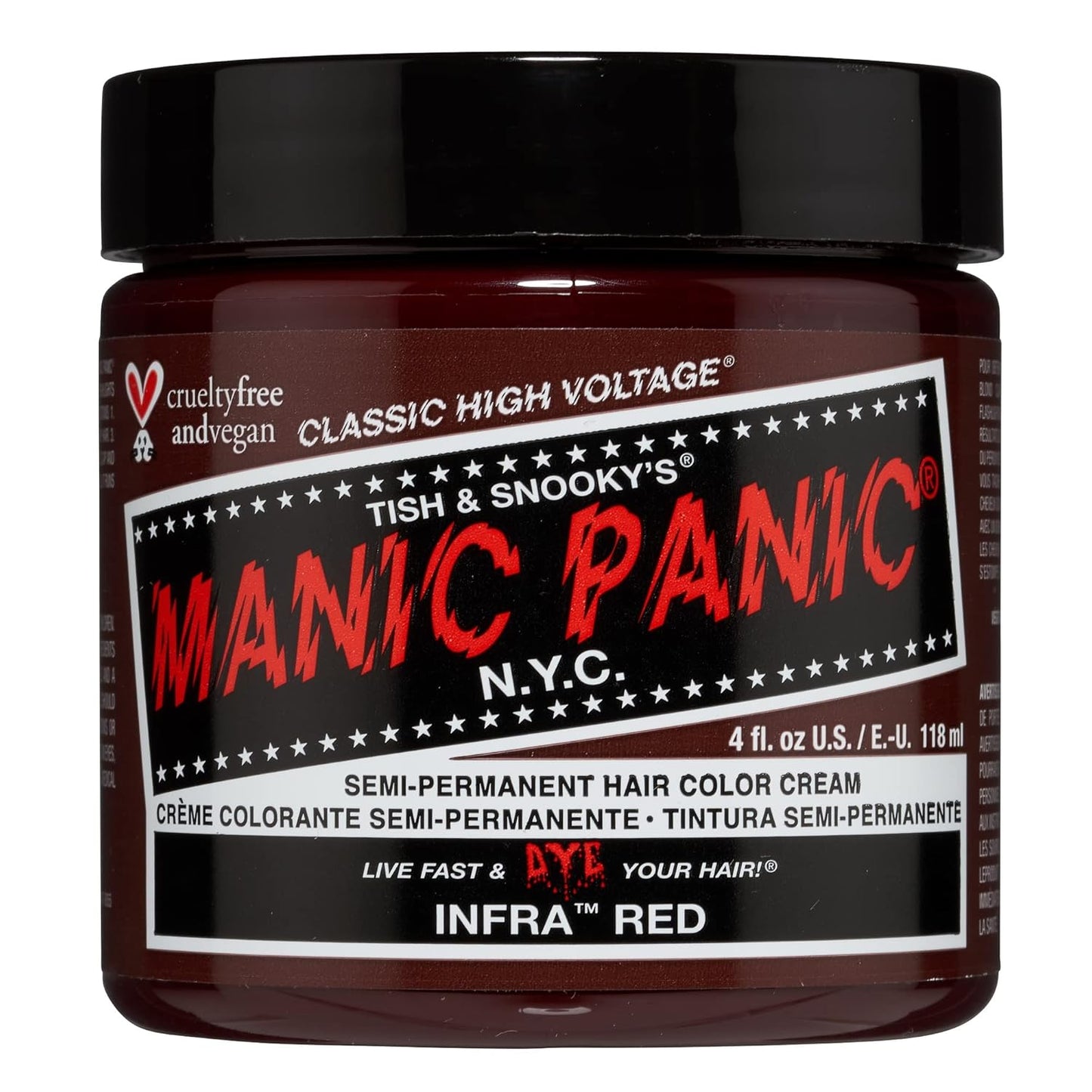MANIC PANIC Classic Infra Red Semi Permanent Hair Color - Deep Mahogany Red Hair Dye for Women & Men That Lasts 4-6 Weeks..
