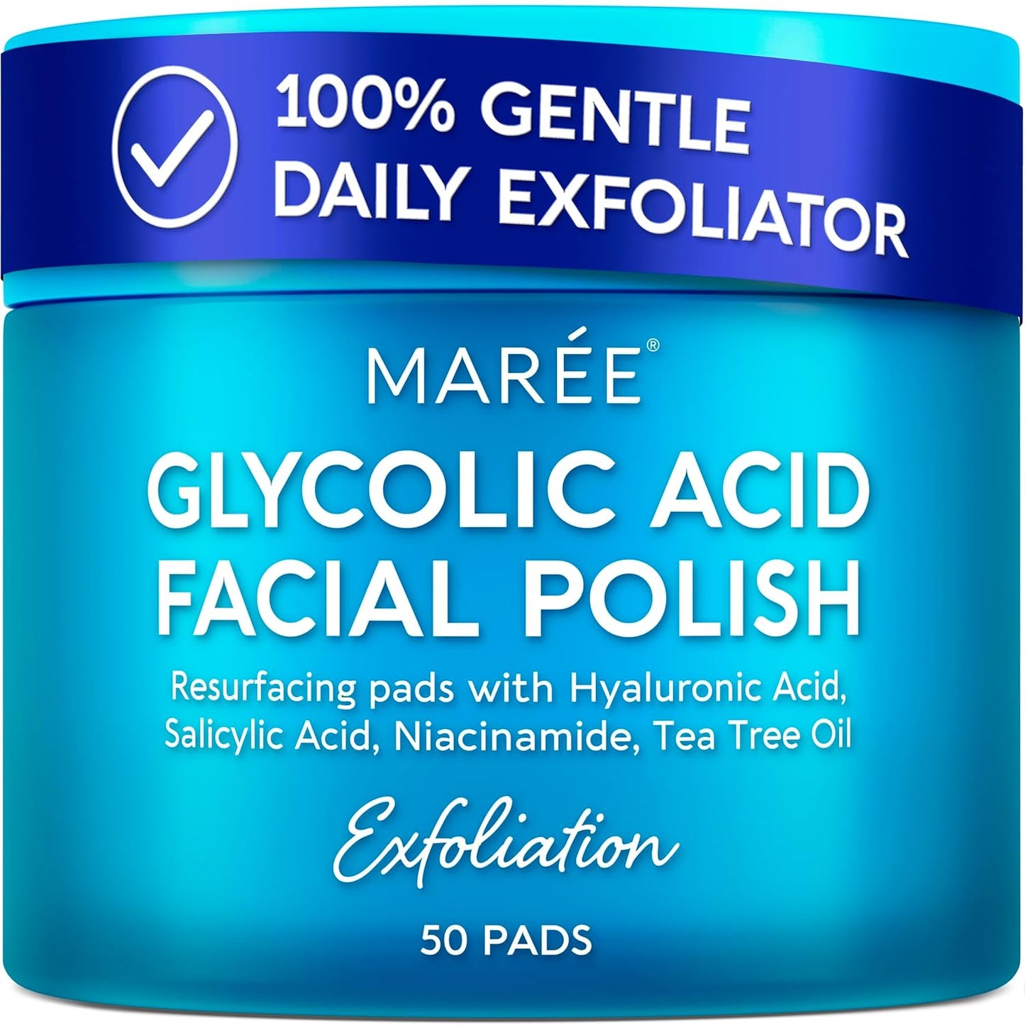 MAREE Glycolic Acid Pads - Toner Pads for Face Cleansing - Exfoliating Pad with Tea Tree Oil, Salicylic Acid & Vitamins E, B3, B5..