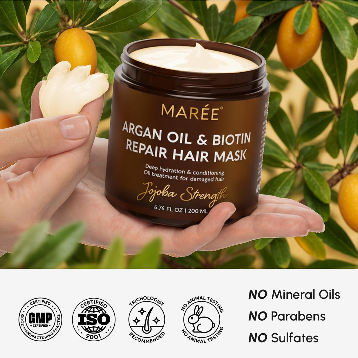 MAREE Argan Oil Jojoba Keratin Deep Conditioning Hair Mask for Damaged Hair