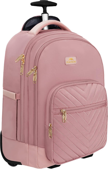 MATEIN Rolling Bag for Women, 17 inch Wheeled Laptop Backpack