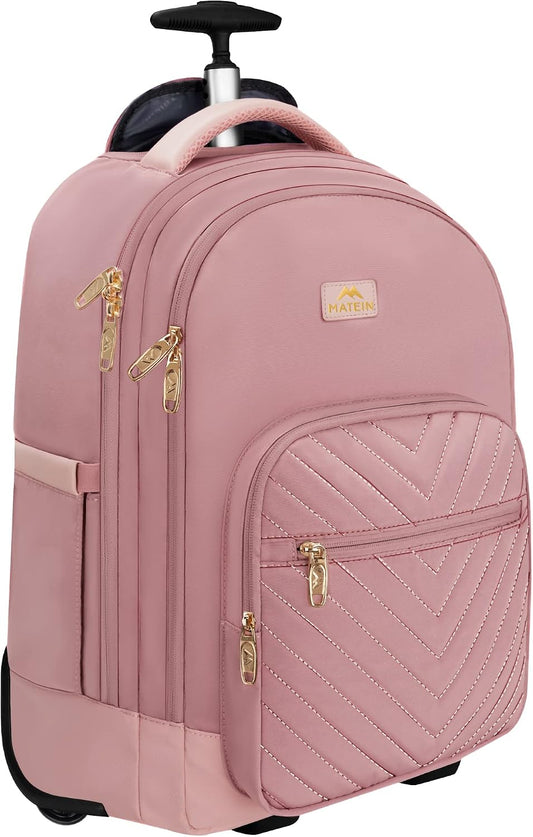 MATEIN Rolling Bag for Women, 17 inch Wheeled Laptop Backpack